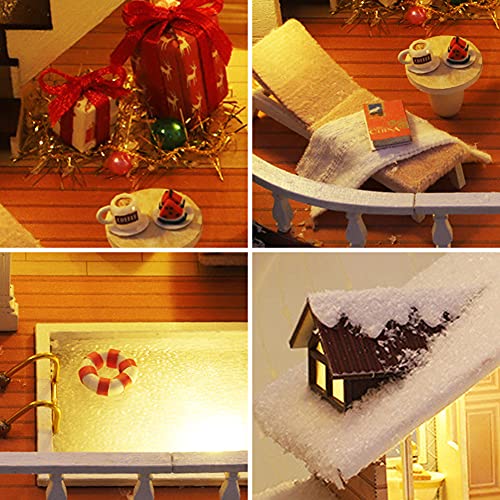 Eis und Schnee Manor 3D Holz Miniatur Puppenhaus Kit Weihnachten Karneval Geschenk DIY Spielzeug Puppenhaus Modell… – Bild 6