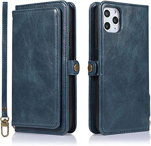 Étui portefeuille amovible iPhone 13 avec 9 fentes cartes et dragonne