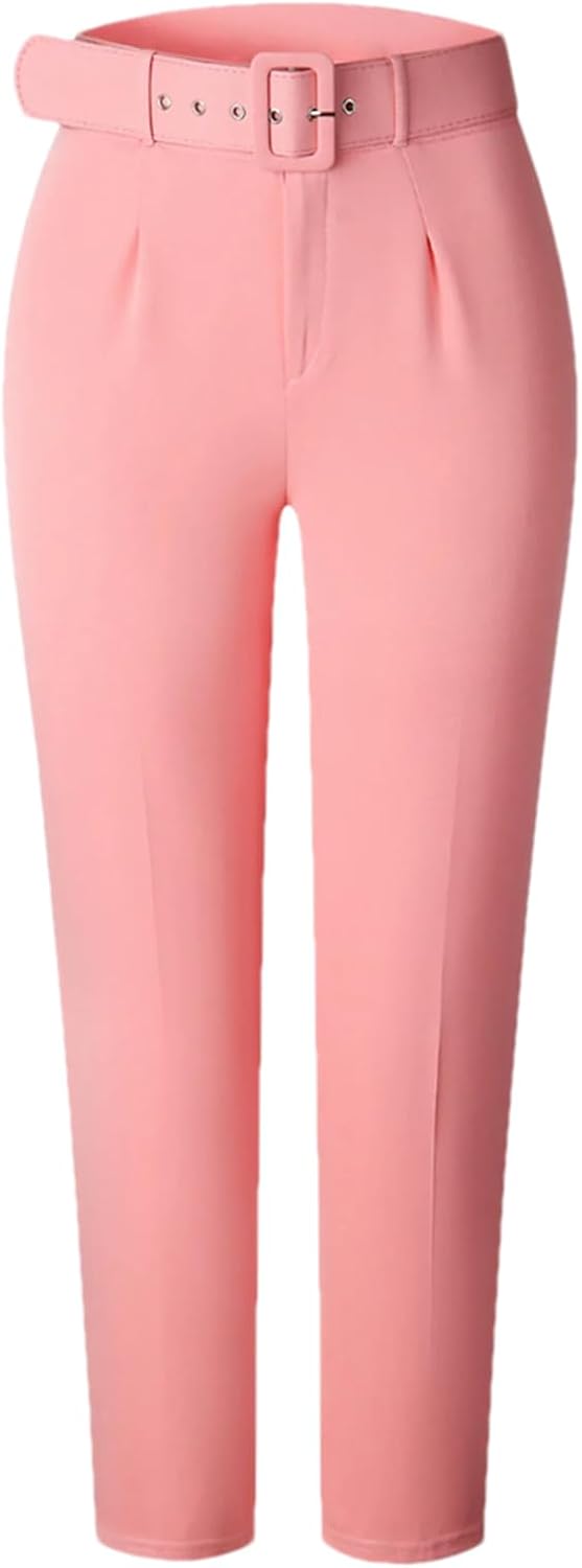 Hndudnff Women's Casual High Waisted Trousers Loose Fit Work Office Long Suit Pants