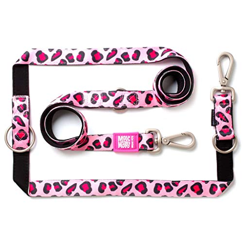 Max & Molly Guinzaglio per cani multifunzione 6 in 1, in neoprene imbottito ultra morbido, leopardato rosa, XS