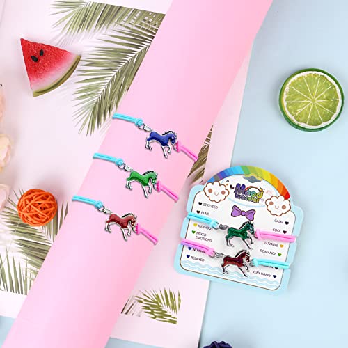 flintronic 2 Stück Pferde Armband, Stimmungsarmband mit Anhänger für Kinder, Wechselt die Farbe, Kinderarmband in leuchtenden Regenbogenfarben, Kindergeburtstag Gastgeschenke, für Jungen & Mädchen