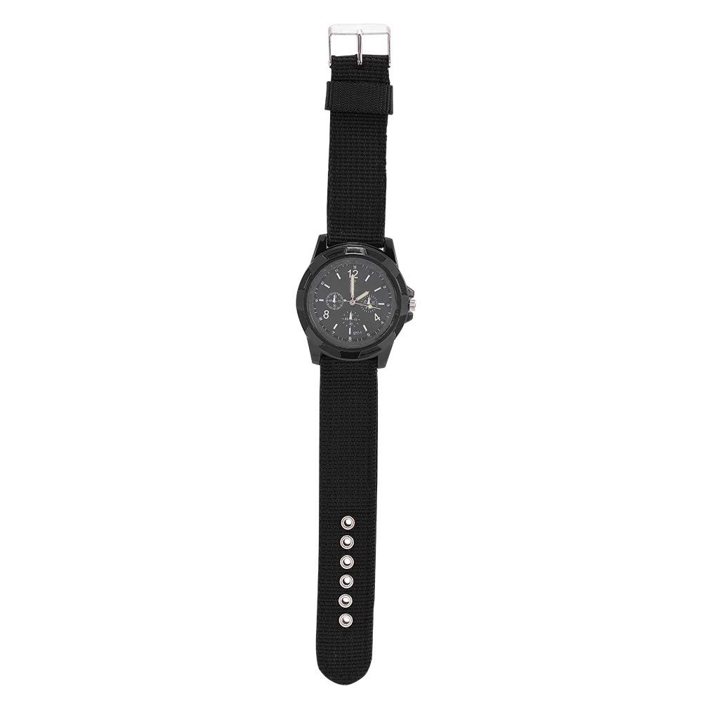 Sports Watch, Military sty1e Round Analog Wristwatch, watertight Sport Watches with for long-lasting Nylon Strap Electronic Movement for Accurate Timekeeping(black)