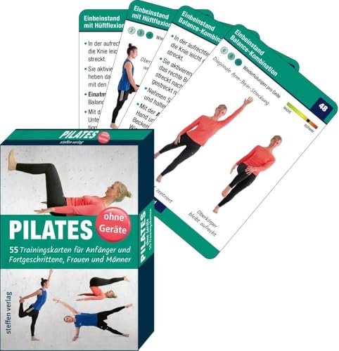 Pilates ohne Geräte: 55 Trainingskarten für Anfänger und Fortgeschrittene, Frauen und Männer (Trainingsreihe von Ronald Thomschke) – Jetzt im größeren Format – 8 x 12 cm!