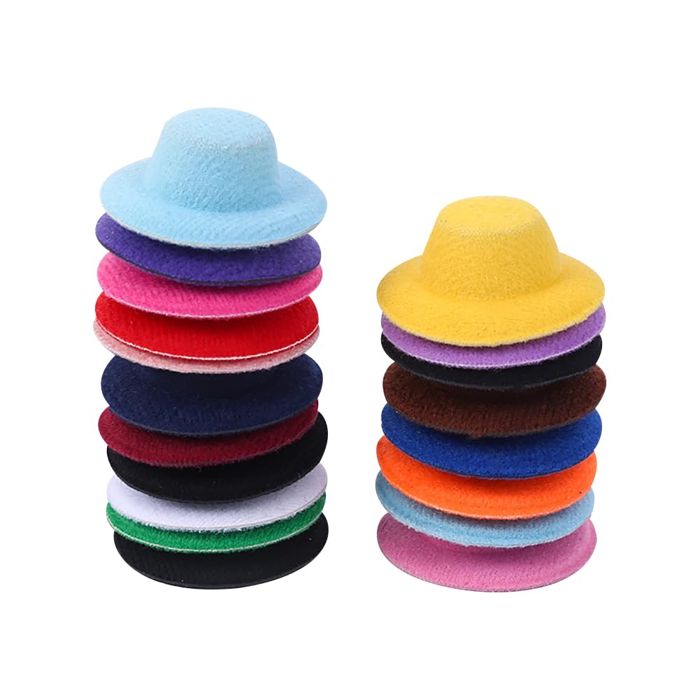 JIHUOO 18 Colors Mini Felt Top Hats Miniature Party Hats Tiny Formal Hats Small Crafting Hats Wine Bottle Cover Hats Little Snowman Ornament Hats Christmas Decorations Hats for DIY