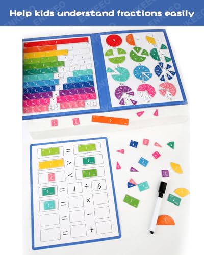 Magnetisches Bruchrechnen Lernhilfe | Brüche Lernen Magnet Set mit Bruchkreis & Bruchbalken | Montessori Mathematik Lernmittel für Grundschule Klassen 1-3 | Lernspielzeug für Kinder Homeschooling