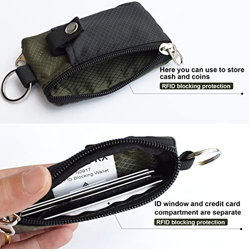 Image of CHENSPRX Minimalist RFID Blocking Small Wallet with ID Window,WaterResistant Zip Id Case Wallet with Lanyard Keychain for Cards,Cash,Travel,Women,Men