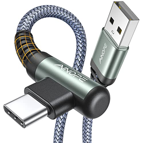 Image of AINOPE USB to USB C Cable 6.6FT 3.1A Fast Charge, Right Angle Fast Charger Type C Cable, Resistant Nylon Braided USB C Cord Compatible Galaxy S10 S9 S21, LG V30,V20,G6,Samsung Fast Charger