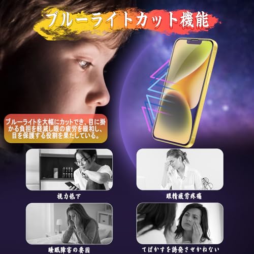 Image of Compatible iPhone 14 Glass Film (1 piece) + iPhone 14 Camera Film (1 piece), Blue Light Reduction, Eye Fatigue, 9H Hardness, Full Protection, Automatic Adhesion, Anti-Bubbles, Anti-Fingerprints