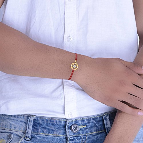 KuberBox 18K Diamond Compass Rakhi cum Pendant for Brother - Image 5