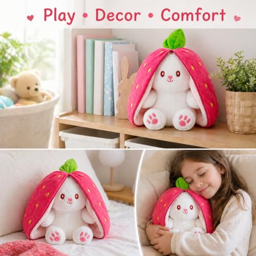 AUDBOT Store AUDBOT Reversible Strawberry Bunny Soft Toy - Image 7