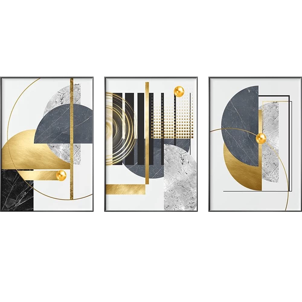 Set di 3 poster su tela con geometria astratta, moderni, minimalisti, geometria linea, poster artistici, da parete, senza cornice (B, 60 x 90 cm)