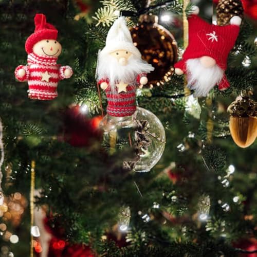 Honseadek Weihnachtsmann-Ornamente aus Holz, handgefertigt – festliche Baum-Hängedekoration mit...