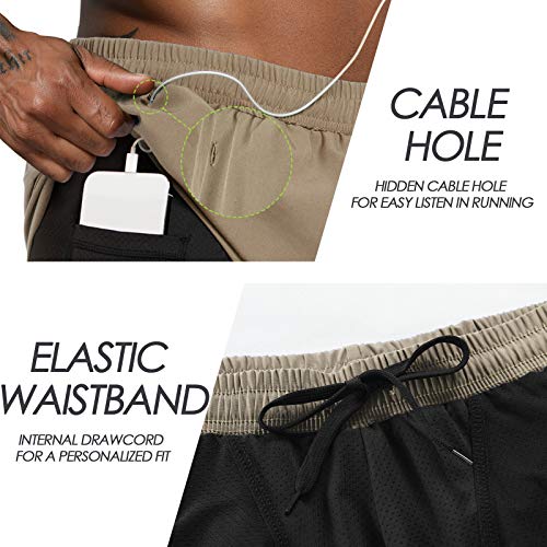 Lulucleaf Running Shorts For Men With Liner Mens 2 In 1 Workout Athletic Yoga Shorts (Khaki, Xl) #TOP3