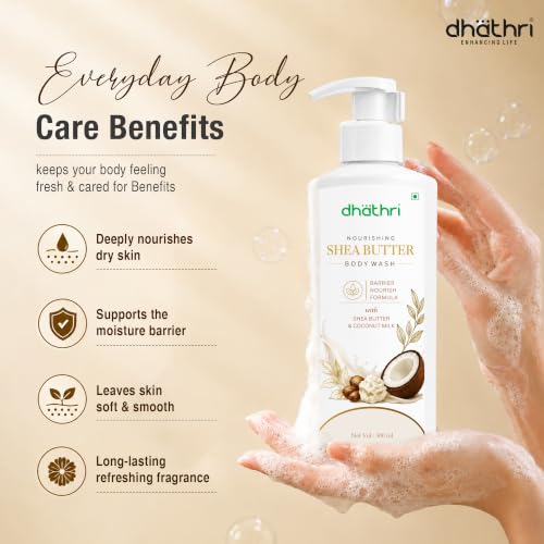 Image of Dhathri Nourishing Shea Butter Body Wash | Barrier Nourish Formula with Shea Butter & Coconut Milk | Deep Cleansing & Moisturizing Body Wash |Size-300 ml
