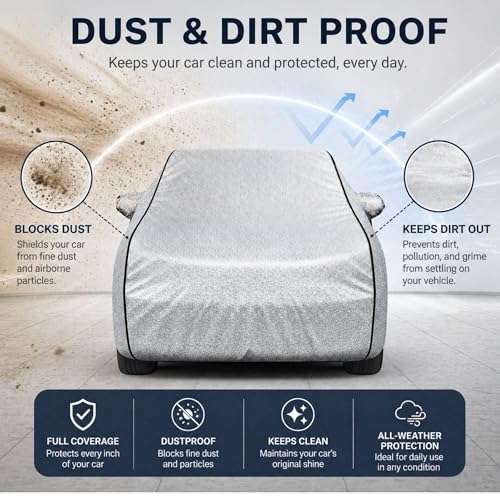 Image of Durable Full Body Waterproof Brezza Car Cover | Premium Polyester Silver Cover | Custom Fit Vehicle Protection | UV Resistant, Dustproof, Scratch Resistant, Heat & Wind Protection