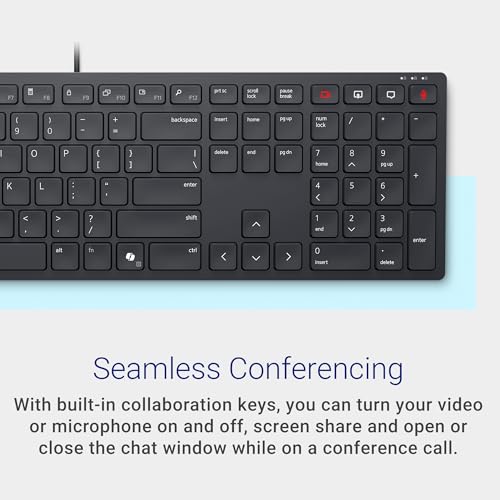 Image of Dell KB525C Wired Collaboration Keyboard - USB-C & USB-A Versatile connectivity, 15 Programmable Shortcuts, Collaboration Keys - Zoom & Microsoft Teams, Copilot Key, Silent Keys - Black