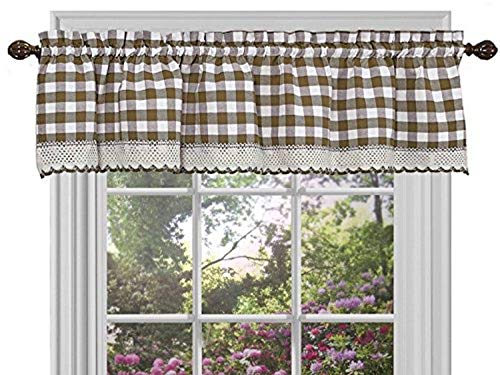 Image of Sweet Home Collection Window Panel Treatment Kitchen Curtain Valance, 14 inch x 58 inch, Taupe