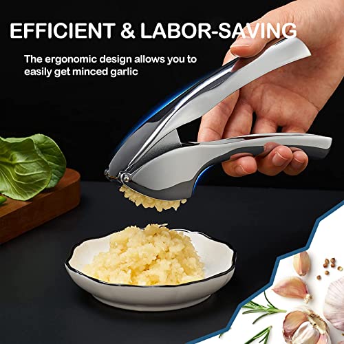 Foto von FlyWave Knoblauchpresse, Knoblauchpresse Spülmaschinenfest, Robust Strapazierfähig Garlic Press Edelstahl, Knoblauch Presse Praktischer Küchenhelfer