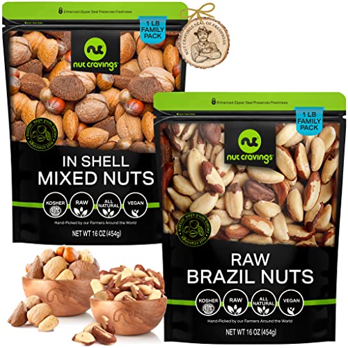 Raw Brazil Nuts + In Shell Mixed Nuts 16.Oz 2 Pack Bundle #TOP8