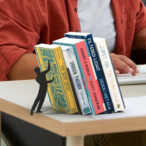 Image of Artori Design Book Ends to Hold Books Heavy Duty - Hidden Metal Bookends for Shelves Desk or countertop - Bookend Book Holder for Home Decorative - Gift for Book Lovers and Home Decor (Cliffhanger)