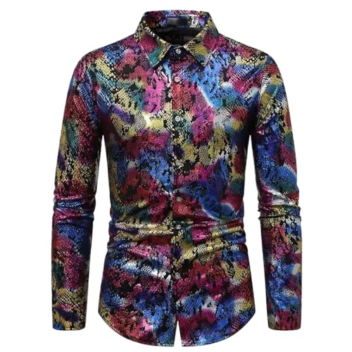 Chemise métallique homme imprimée pour bal de fin d'année et fête