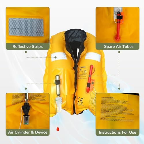 Image of Automatic Inflatable Life Jackets for Adults Life Vests PFD Low Profile Load Capacity Up to 330lbs