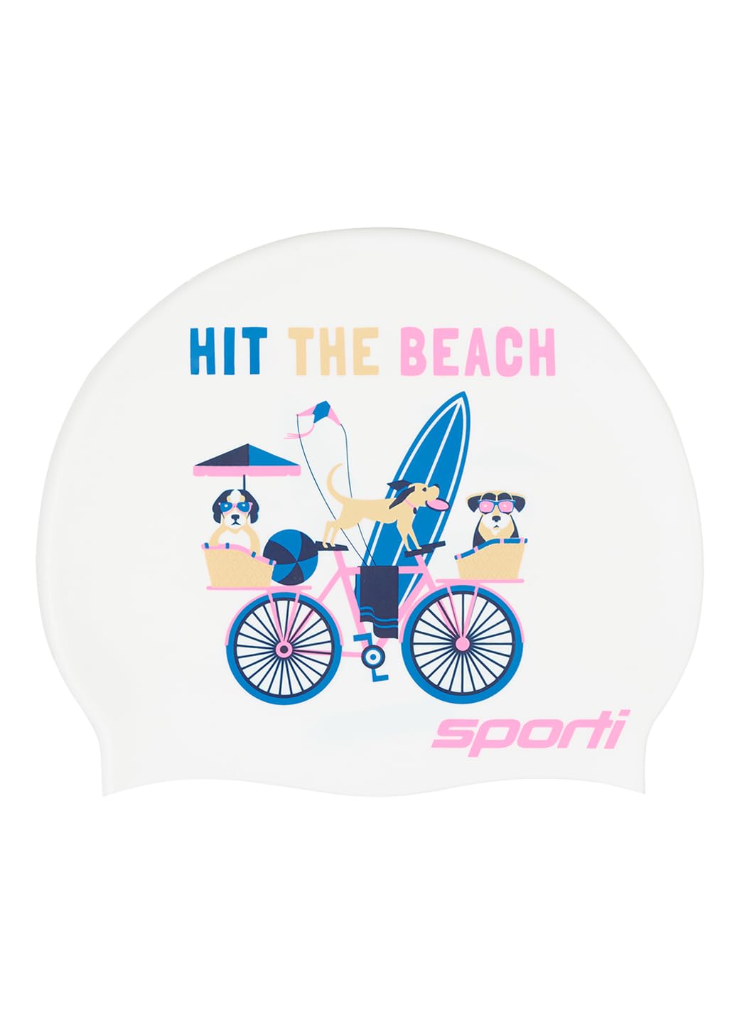 Sporti Beach Day Silicone Swim Cap – Silicone Swim Cap for Pool & Beach Days, Easy On/Off Fit - Beach Day — image 1