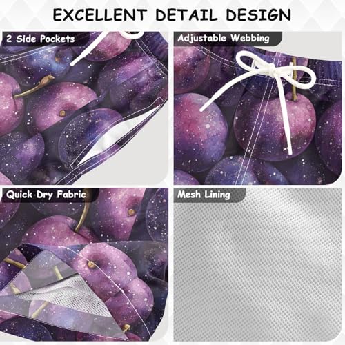 Pigsaly Boys Swim Trunks Purple Eggplant Plum Fruit Boys Board Shorts Swimsuit Swimwear Summer Bathing Suit 4T3