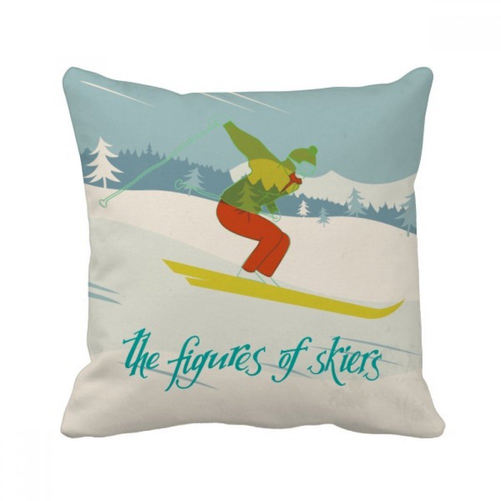 Coussin Ski ski sports d'hiver illustration décoration canapé 40x40cm multicolor