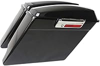 Vista 7 de ZXMOTO Vivid Black 4" 2-into-1 Left Side No Cutout Extended Stretched Saddlebags with Lids Fits For 1993-2013 HD Touring Models, Road King, Road