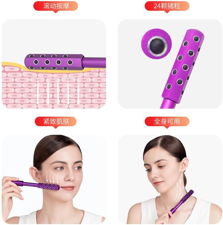 24-Stone Germanium Facial Roller – Cooling Face & Eye Massager for Lifting, Sculpting, De-Puffing, Neck & Jawline, Anti-Aging Skincare Tool
