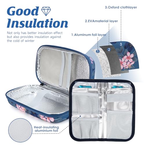 Image of YOUSHARES Insulin Cooler Travel Case - Diabetic Insulated Organizer Portable Cooling Bag for Medication Cooling Insulation, Insulin Pen Case with 2 TSA Approved Cooler Ice Pack