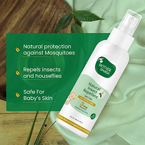 Image of Mother Sparsh 98% Water Based Baby Wipes I Plant made Wet Wipes I 80 Pcs wipes with lid, Pack of 3 & Mother Sparsh Natural Insect Repellent Spray For Babies- 100ml