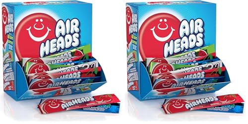 Airheads Full-Size Candy Bars, Taffy Candy Bulk Variety Pack, Individually Wrapped, Six Assorted Fruit Flavors Artificially Flavored, 60 Count Box (Pack of 2)