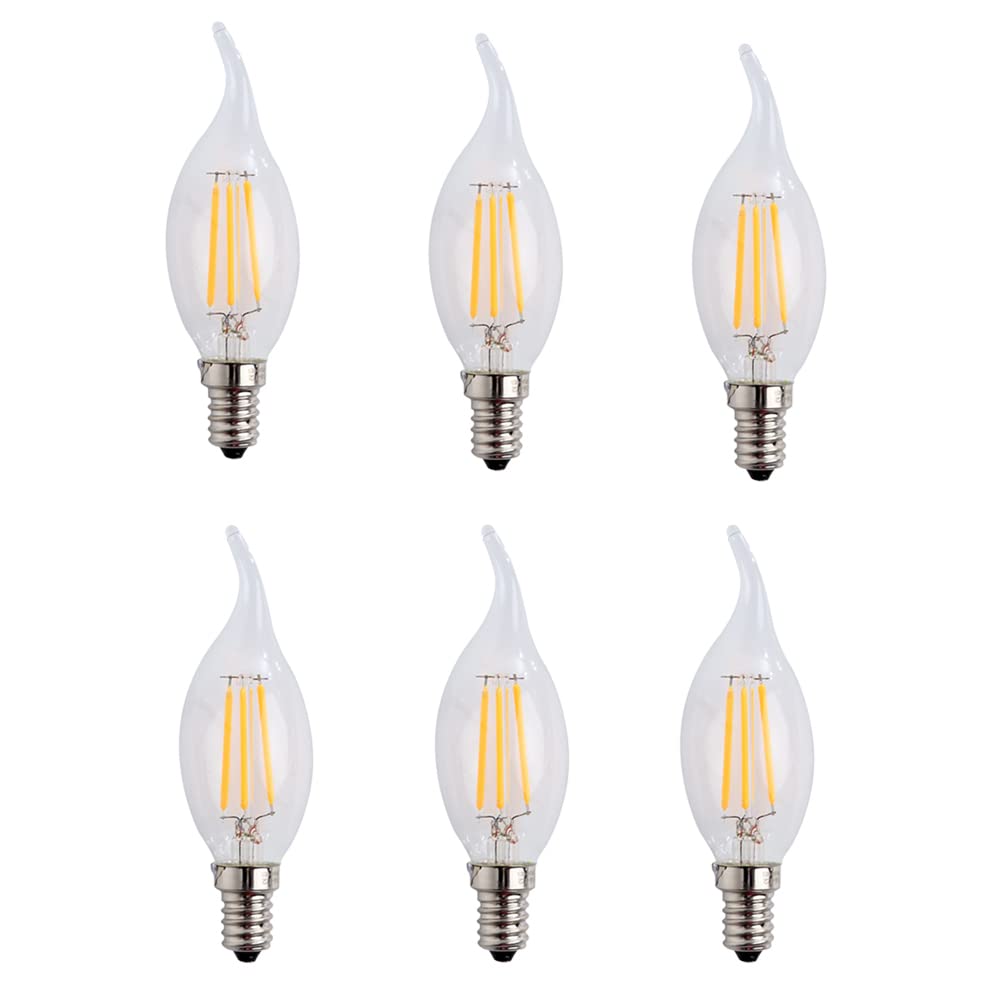 ZFQ Pack of 6 Edison LED Bulb E14 C35 Led Filament Lamp for Chandelier, Retrofit Classic, 4W, 400 Lumens, Warm White 2700K, Equivalent Incandescent 40W, Cool White 6500K, AC 220-240V, Not Dimmable โ image 1