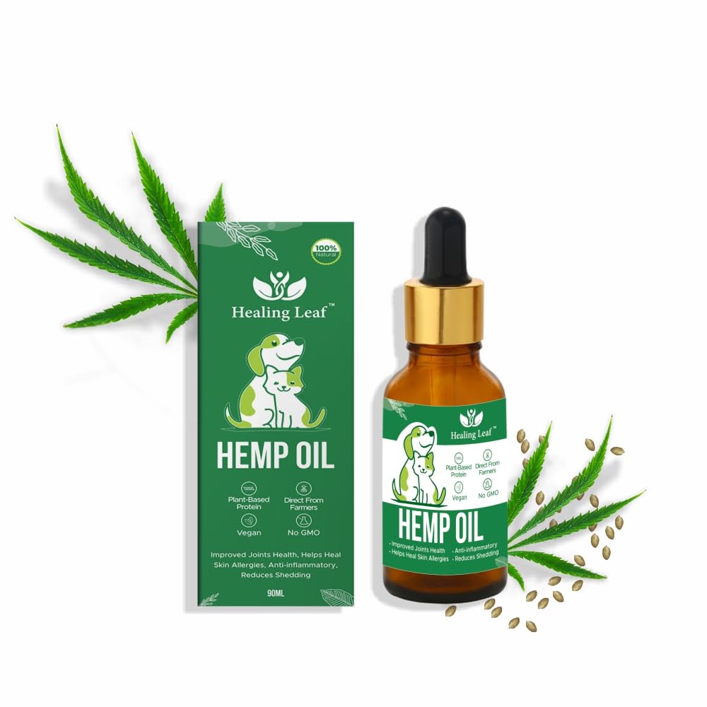 Healing Leaf Hemp Seed Oil Dogs Cats Anxiety Pain Relief Stress Calming, 90ml - Anti Inflammatory Pet Joints Massage Oil - Skin, Coat Health Care 4