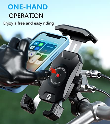 Kewig Motorcycle Phone Mount With Vibration Dampener, Antishake Bike Phone Mount, One-Touch Automatically Lock & Quick Release Motorcycle Phone Holder, Adjustable Bike Phone Handlebar Fit For 4-7'' #TOP1