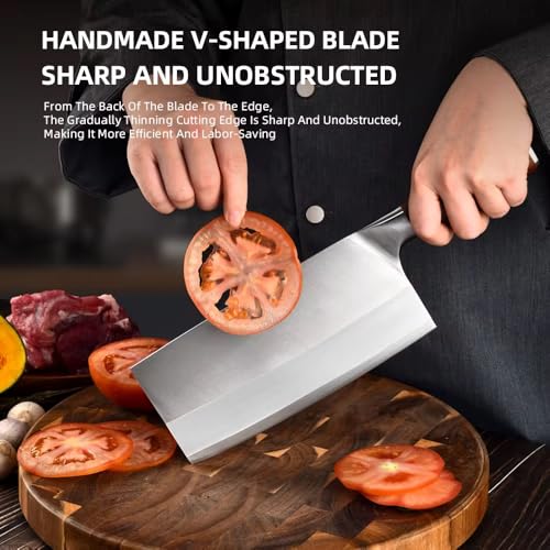 Image of Wizbiz 7 Inch Blade Meat Cleaver Knife for Kitchen Heavy Duty Meat Knife Butcher Cleaver Chopper for Cutting Mutton, Chicken, Bones Vegetable - Kitchen Cutting Tool