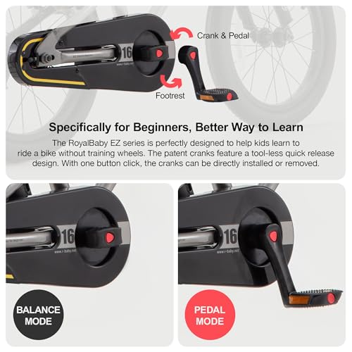 Image of RoyalBaby EZ-Pro Kids Bike, Lightweight Aluminum 2-in-1 Balance to Pedal Bike with One-Key Switch, 14 16 18 20 Inch for Age 3-10 Years