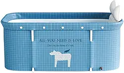 Banheira Ofurô Dobrável Portátil Retangular PVC Com Encosto Inflável Azul Claro VG+