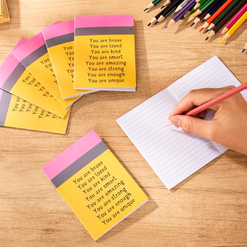 Image of Spakon 48 Pcs Back to School Gifts for Students Bulk Mini Inspirational Notebooks Small Journal Pocket Positive Affirmation Motivational Notepad First Day of School Gifts for Teacher (Yellow)