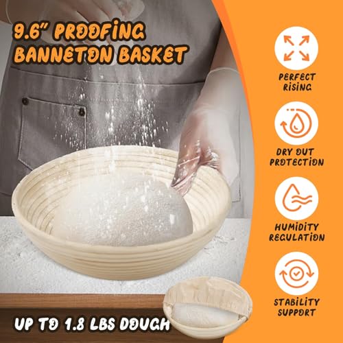 NZQXJXZ Banneton - Pentola in ghisa olandese per la cottura del pane, cestino per lievitazione del pane a lievitazione naturale, 2 in 1, pentola olandese con coperchio per padella, manici per padella - immagine 4
