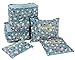 Hopsooken Travel Organizer Luggage Compression Pouches, Blue Flower (6-Piece Set)