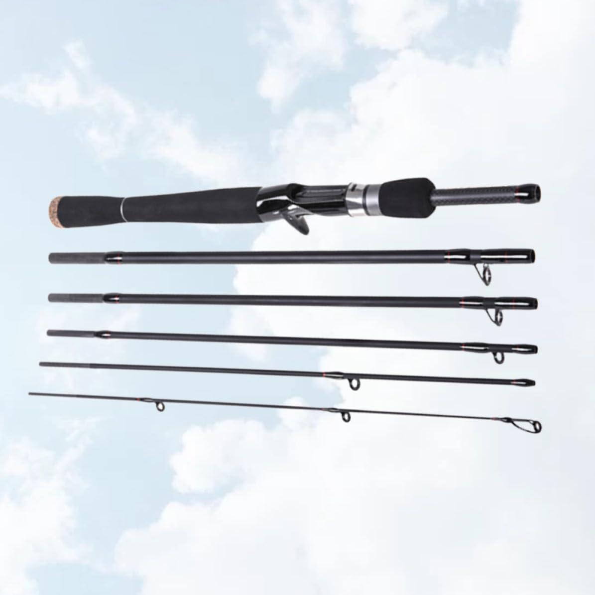 GALPADA Canna da Pesca in Carbonio 6 Sezioni 2.4m Leggera e Facile da Pulire, Canna da Mare Corta per Spinning e Pesca al Bass in Acqua Dolce e Salata