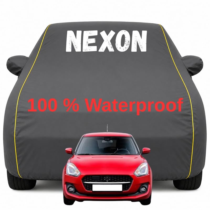 Image of Durable Full Body Waterproof Nexon Car Cover | Premium Polyester Grey Cover | Custom Fit Vehicle Protection | UV Resistant, Dustproof, Scratch Resistant, Heat & Wind Protection