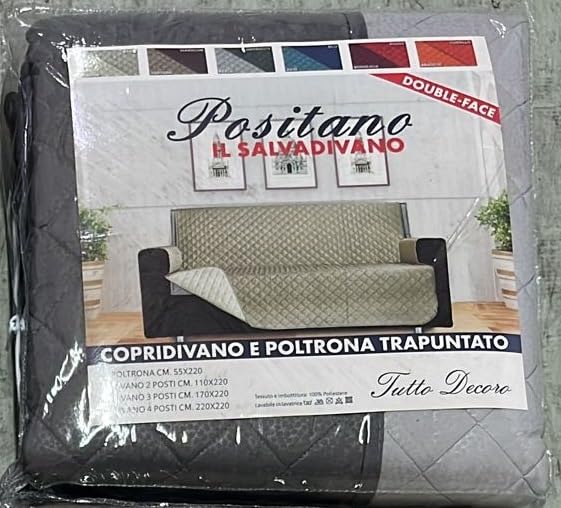 Brandsseller Copripoltrona Double Face Imbottito – 1 Posto, 190x165 Cm, Con Braccioli E Tasche, Colore Marrone/Beige