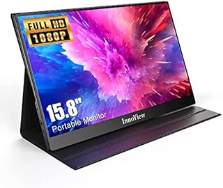 InnoView Portable Monitor, 15.8 Inch FHD 1080P USB C HDMI Second External Monitor for Laptop, Desktop, MacBook, Phones, Tablet, PS5/4, Xbox, Switch, Built-in Speaker with Protective Case