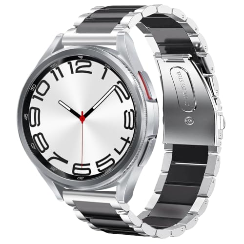 SUNDAREE Kompatibel mit Armband Samsung Galaxy Watch 7 6 5 4 44MM 40MM/FE/6 4 Classic 47MM 46MM 43MM 42MM/Watch 5 Pro LTE,Herren Schwarz Ersatz Edelstahl Metallarmband Uhrenarmband Uhrband