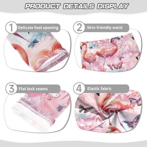 Wusikd Flamingos Pink Girls' Leggings Toddler Doodles Watercolor Kids Yoga Pants Dance Active Tights 4T3