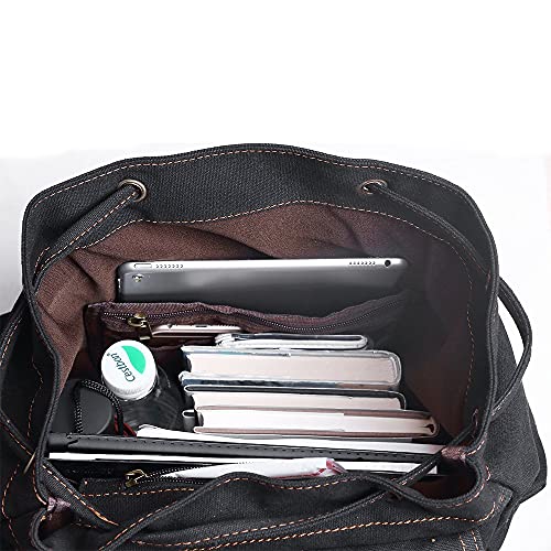 Image of Bluboon Vintage Backpack Leather Trim Casual Bookbag Men Women Laptop Travel Rucksack